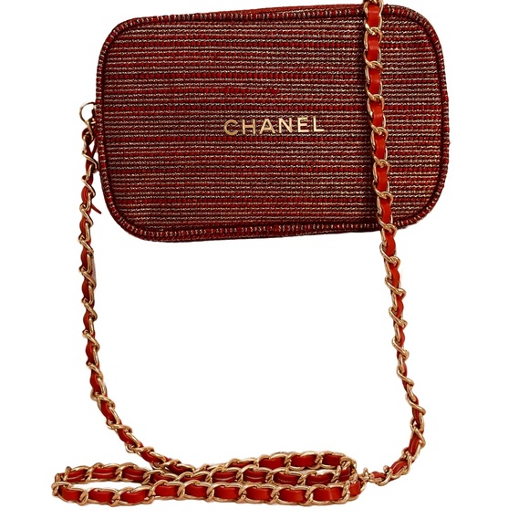 CHANEL NEW RED COSMETIC BAG with added unbranded CROSSBODY STRAP♥️FREE SHIPPING - Picture 4 of 9